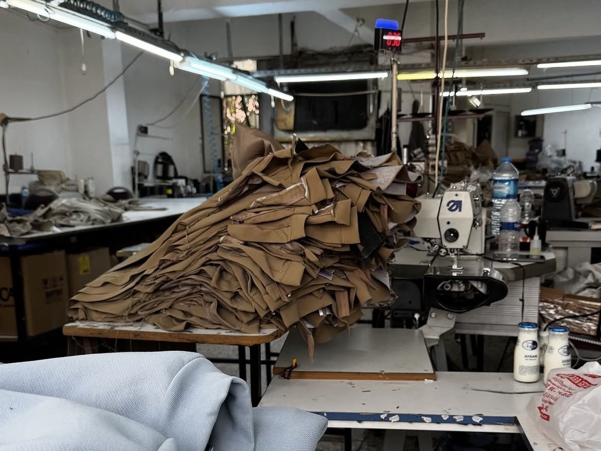 Wholesale clothing showroom in Istanbul with rails of stock